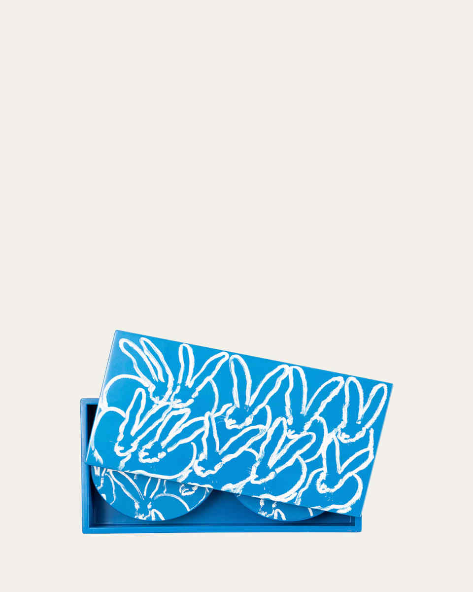 Blue Bunny Lacquer Coaster Box Set - 6 Coasters